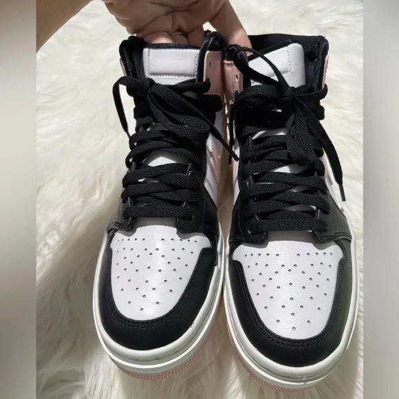 VALENTINE NIKE Womens Air Jordan 1 Elevate High Black in Atmosphere White Sail 8 - Picture 9 of 16